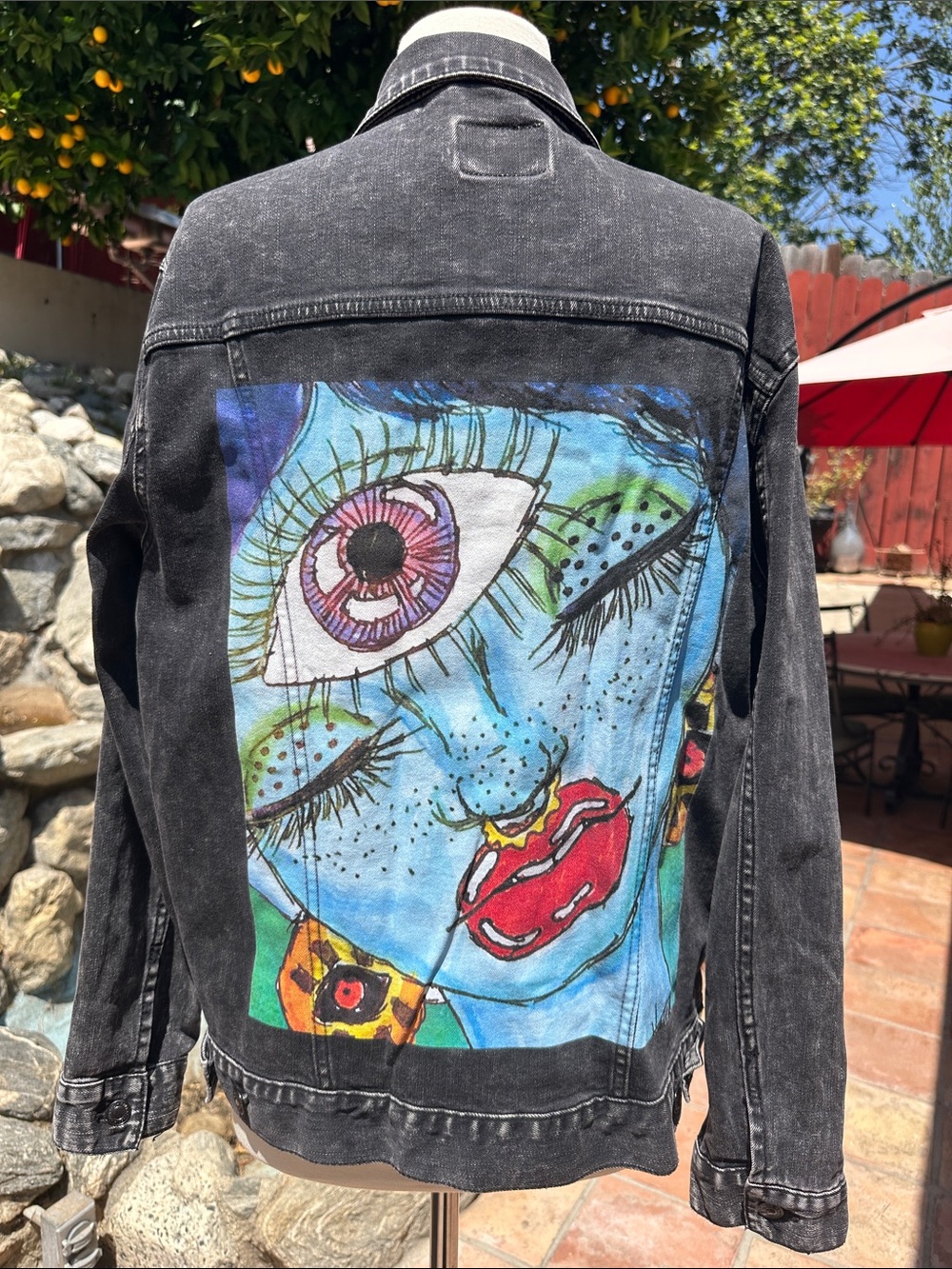 Threadfast Apparel Black Denim Jean Unisex Jacket Size Large